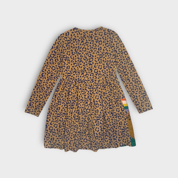 Mini Boden Rainbow Cheetah Applique Animal Print Long Sleeve Dress - Picture 5 of 5